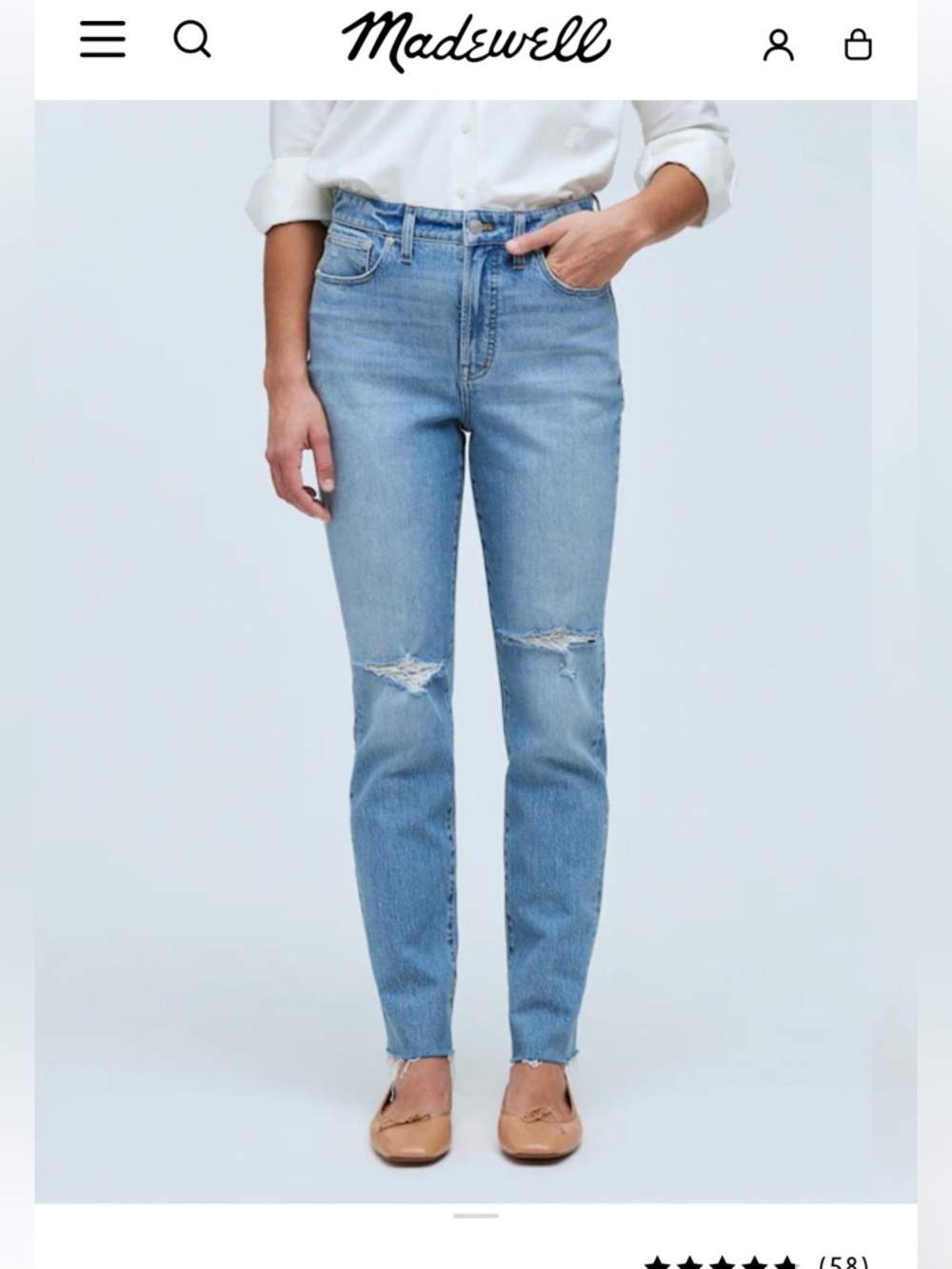 Madewell Perfect Vintage Blue Straight-Leg Distressed Jeans